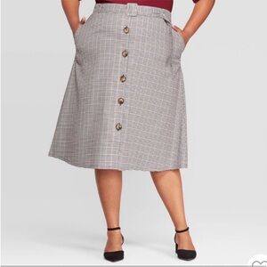 Ava & Viv Plaid Belted Skirt Size 2X